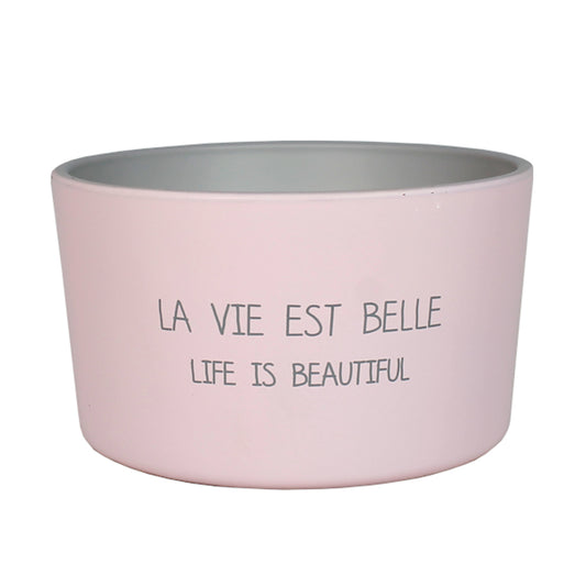 My Flame Outdoor Scented Soy Candle Bella Citronella Fragrance 'La Vie Est Belle' In Pink