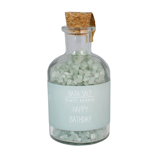 My Flame Bath Salt In A Glass Jar Minty Bamboo Fragrance 'Happy Bathday' In Green