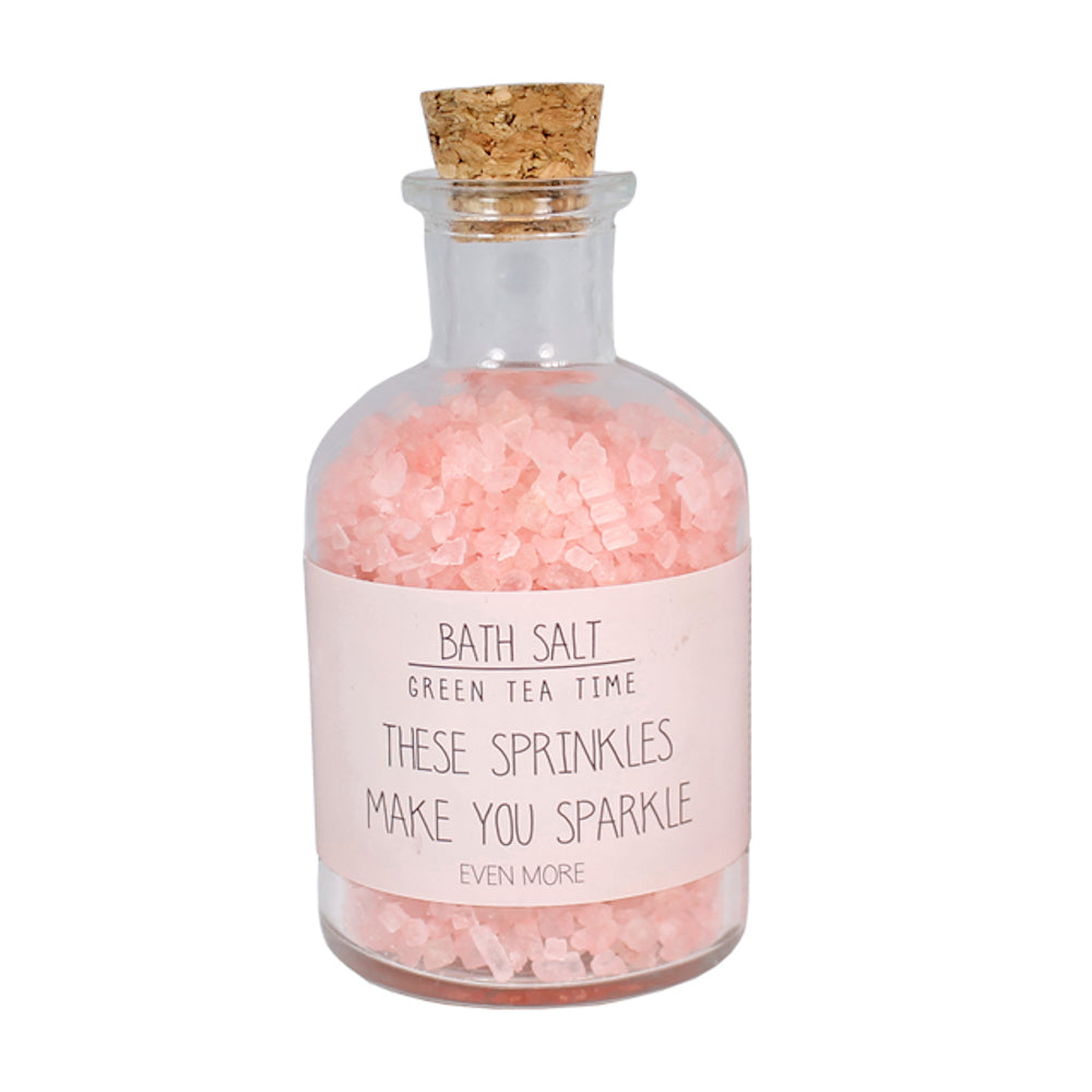 My Flame Bath Salt In A Glass Jar Green Tea Time Fragrance 'These Sprinkles Make You Sparkle' In Pink