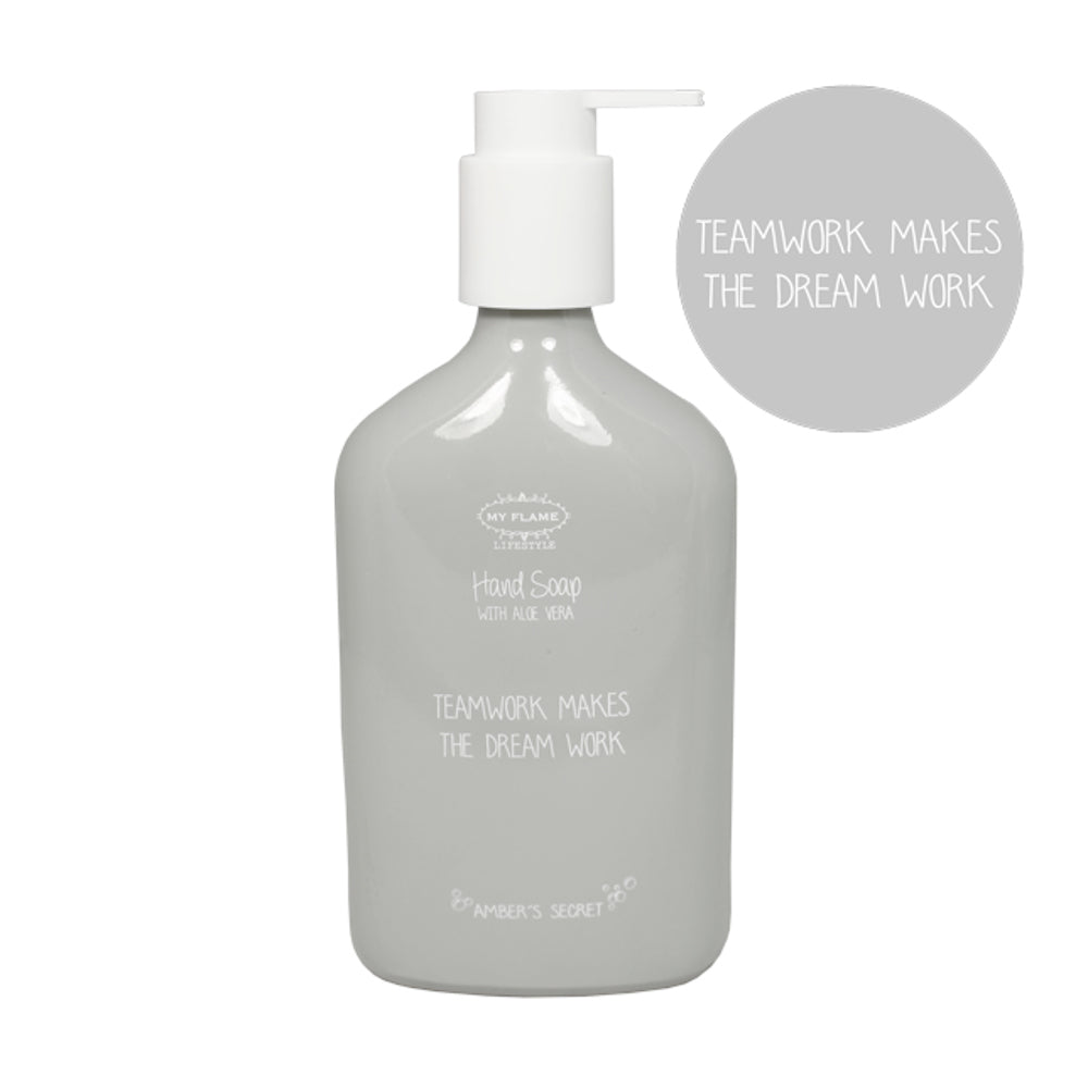 My Flame Hand Soap In A Glass Bottle Ambers Secret Fragrance 'Teamwork Makes The Dream Work' In Grey