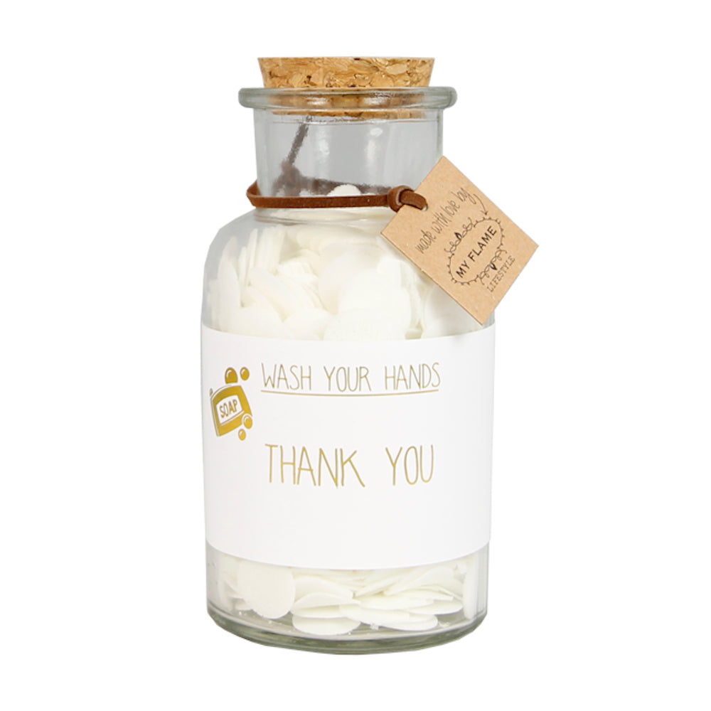 My Flame Hand Soap Confetti In A Glass Jar Fresh Cotton Fragrance 'Thank You' In White