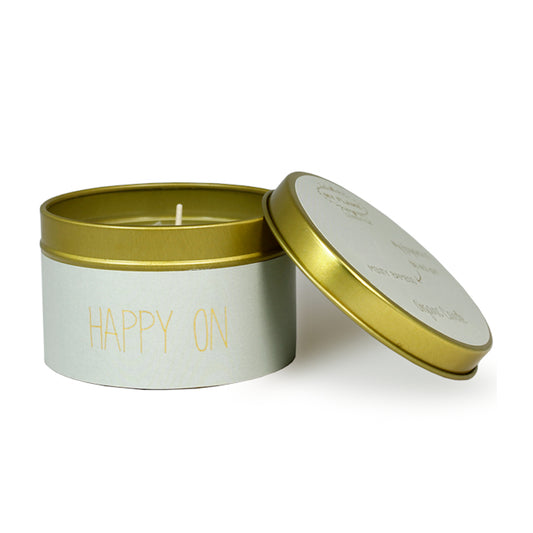 My Flame Scented Soy Candle In Gold Tin Minty Bamboo Fragrance 'Happy On' In Green