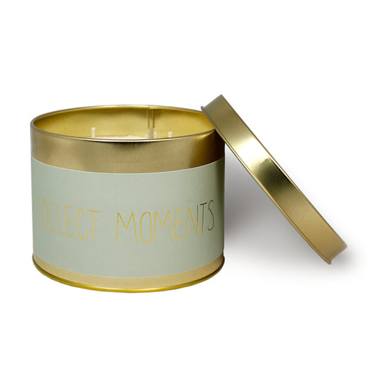 My Flame Scented Soy Candle In Gold Tin Minty Bamboo Fragrance 'Collect Moments ' In Green 