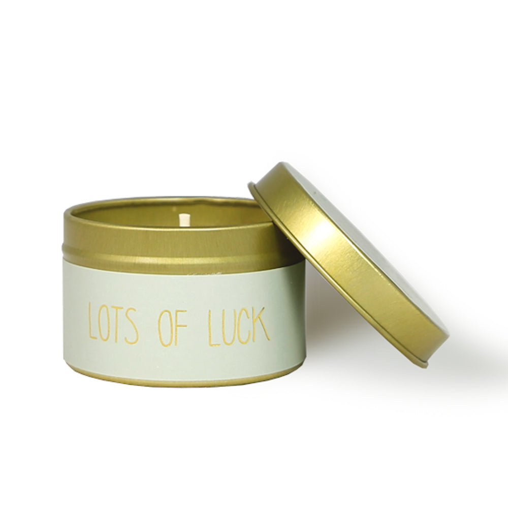 My Flame Scented Soy Candle In Gold Tin Minty Bamboo Fragrance 'Lots Of Luck' In Green