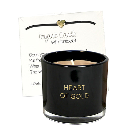 My Flame Scented Soy Candle In Glass With Bracelet Warm Cashmere Fragrance 'Heart Of Gold' In Black