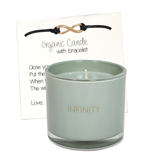 My Flame Scented Soy Candle In Glass With Bracelet Minty Bamboo Fragrance 'Infinity' In Green