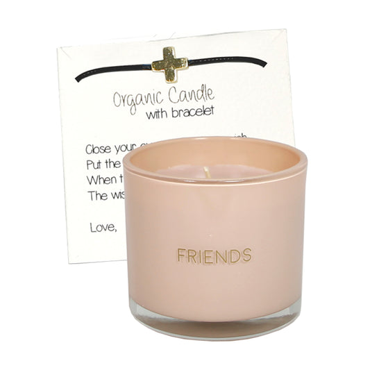 My Flame Scented Soy Candle In Glass With Bracelet Green Tea Time Fragrance 'Friends' In Pink