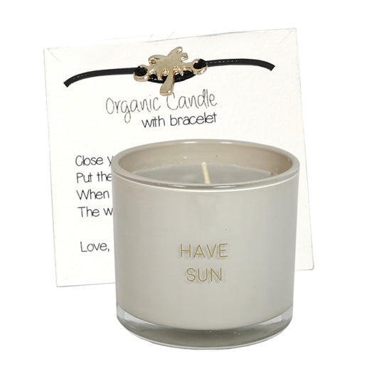 My Flame Scented Soy Candle In Glass With Bracelet Figs Delight Fragrance 'Have Fun' In Sand
