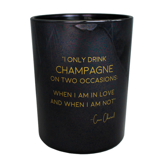 My Flame Scented Soy Candle In Glass Jar Warm Cashmere Fragrance 'I Only Drink Champagne On Two Occasions' In Metallic Black