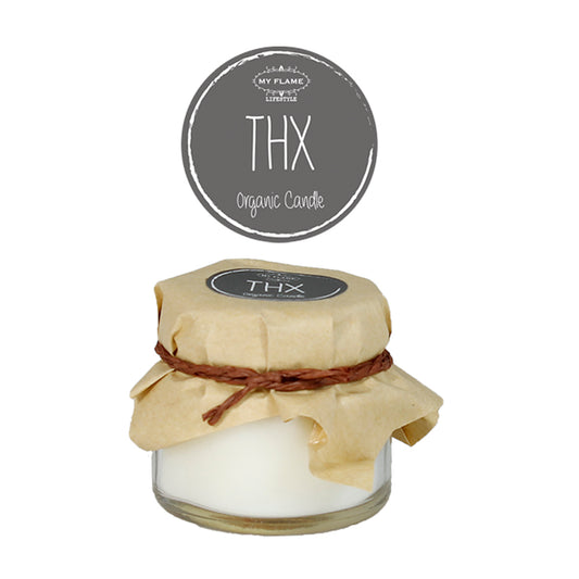 My Flame Scented Soy Candle In Mini Glass Jar Persian Pomegranate Fragrance 'Thx' In Dark Grey