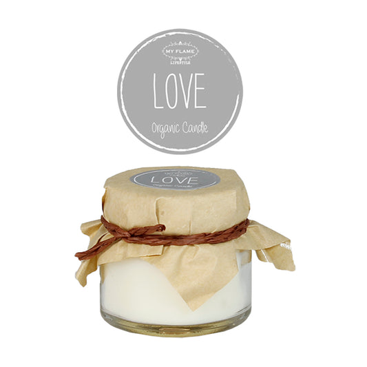 My Flame Scented Soy Candle In Mini Glass Jar Ambers Secret Fragrance 'Love' In Light Grey