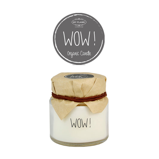 My Flame Scented Soy Candle In Mini Tall Glass Jar Persian Pomegranate Fragrance 'Wow!' In Dark Grey