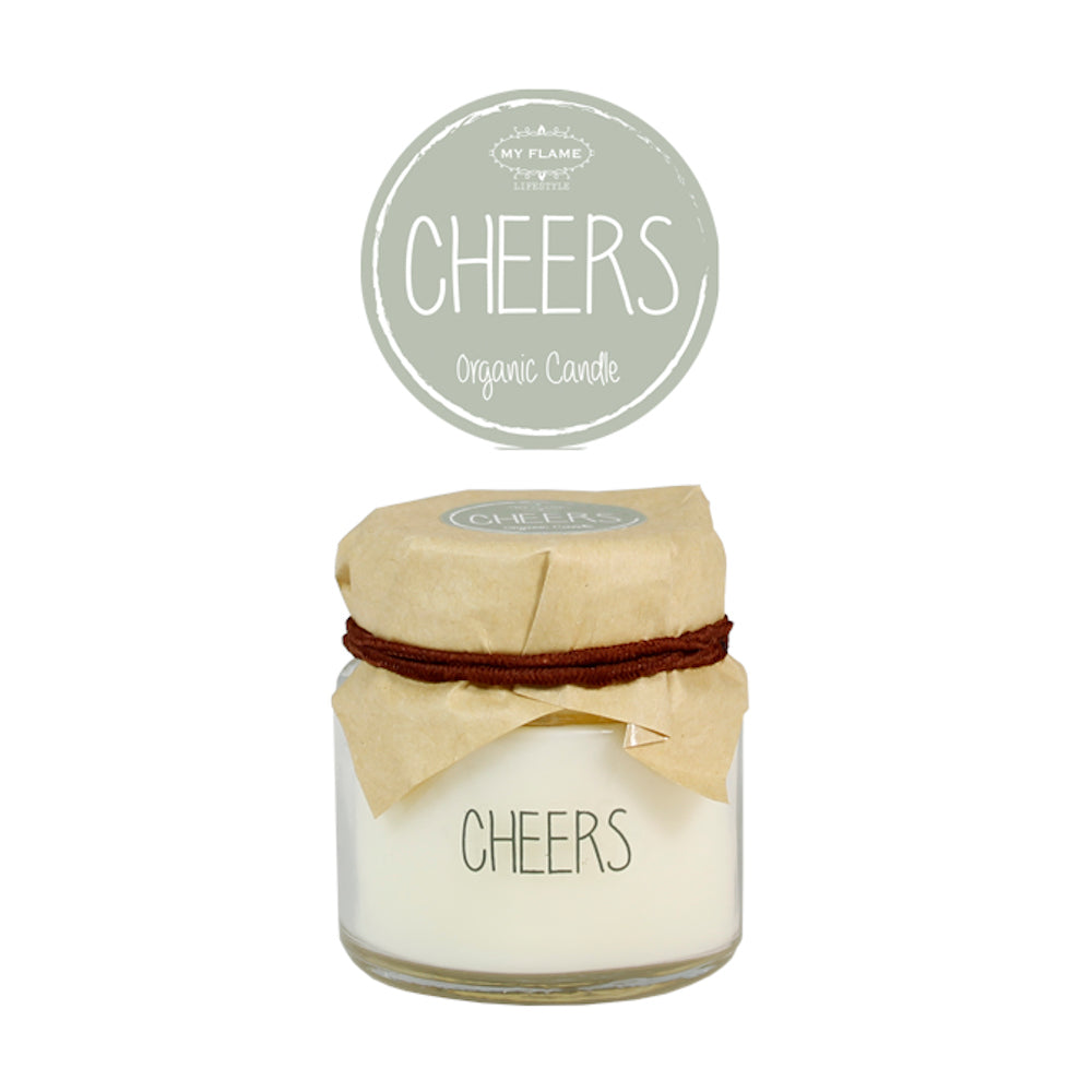 My Flame Scented Soy Candle In Mini Tall Glass Jar Minty Bamboo Fragrance 'Cheers' In Green