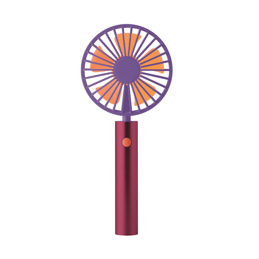 Remember Fan Flow Design USB Rechargeable Hand Held Or With Table Stand In Berry