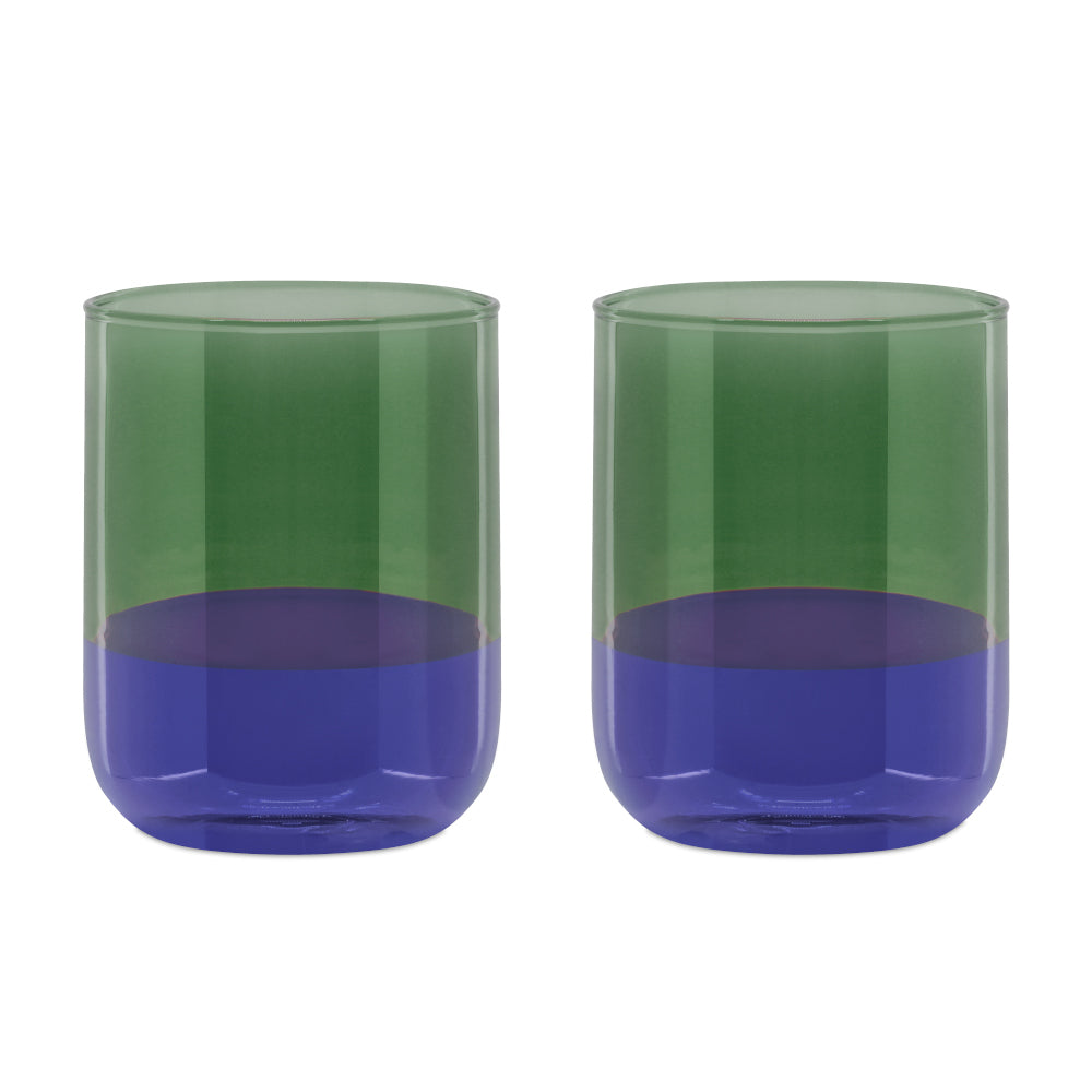 Remember Glass Drinking Tumblers Ocean Design In Blue And Grey Green Colours Capacity 300ml