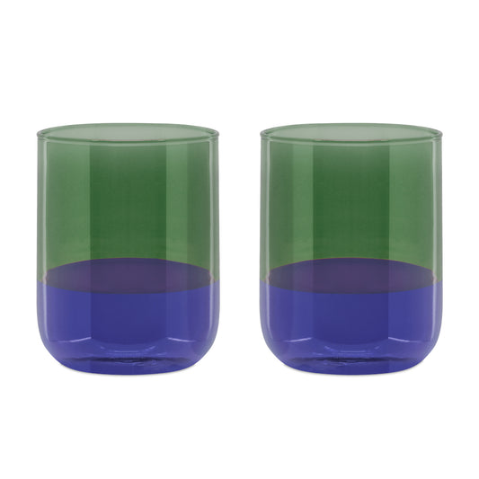Remember Glass Drinking Tumblers Ocean Design In Blue And Grey Green Colours Capacity 300ml