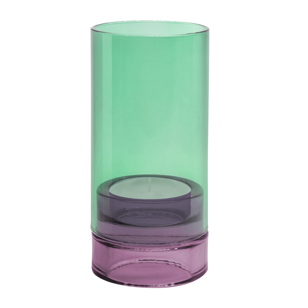 Remember TeaLight Lantern In Glass Lys Design Aqua Colours