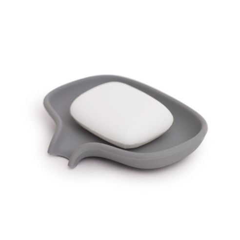 Bosign Flow SoapSaver Soap Dish Large with Draining Spout in Grey Recyclable Silicone