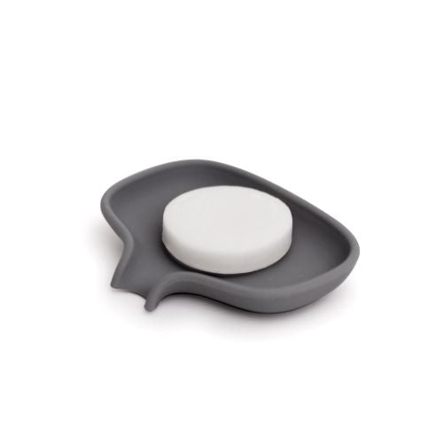 Bosign Flow SoapSaver Soap Dish Small with Draining Spout in Graphite Grey Recyclable Silicone