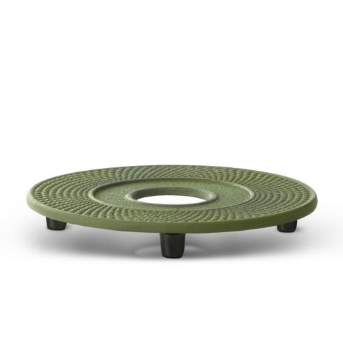 Bredemeijer Drink Coaster or Table Trivet Xilin Design Cast Iron in Green with Rubber Feet