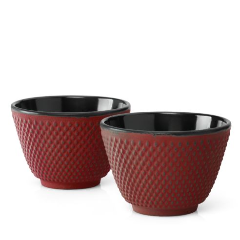 Bredemeijer Tea Cups Xilin Design in Cast Iron Set of 2 Red