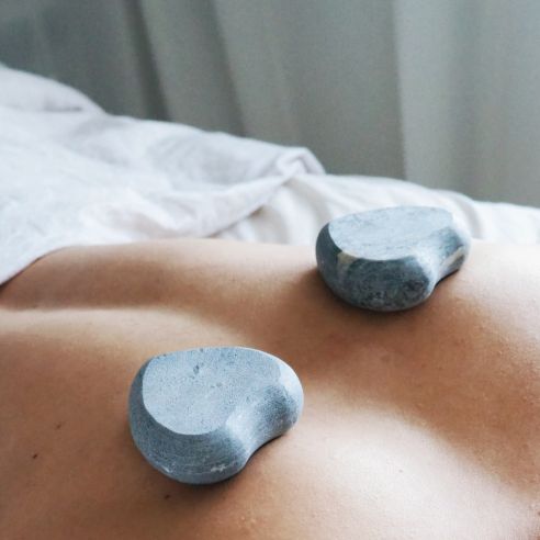 Hukka Wellbeing Skincare Range Lempi Back Warmer And Massage Stone In Natural Non-Toxic Eco-Friendly Carelian Soapstone