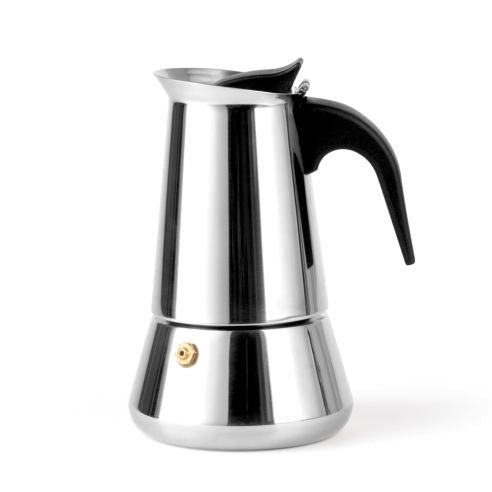 Leopold Vienna Espresso Coffee Maker Trevi Design 300ml (4 cups) in Polished Stainless Steel