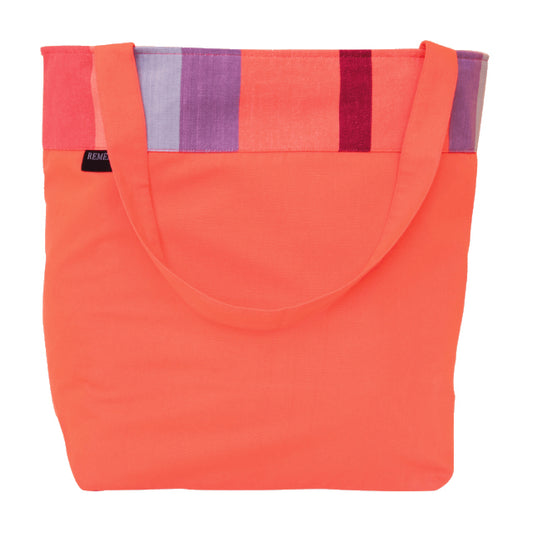 Remember Shoulder Bag For The Beach And Shopping Made From 100% Cotton Coral Design