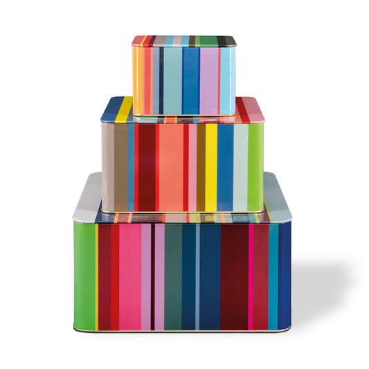 Remember Storage Boxes In Tin Food Safe In A Set Of 3 Stripes Design