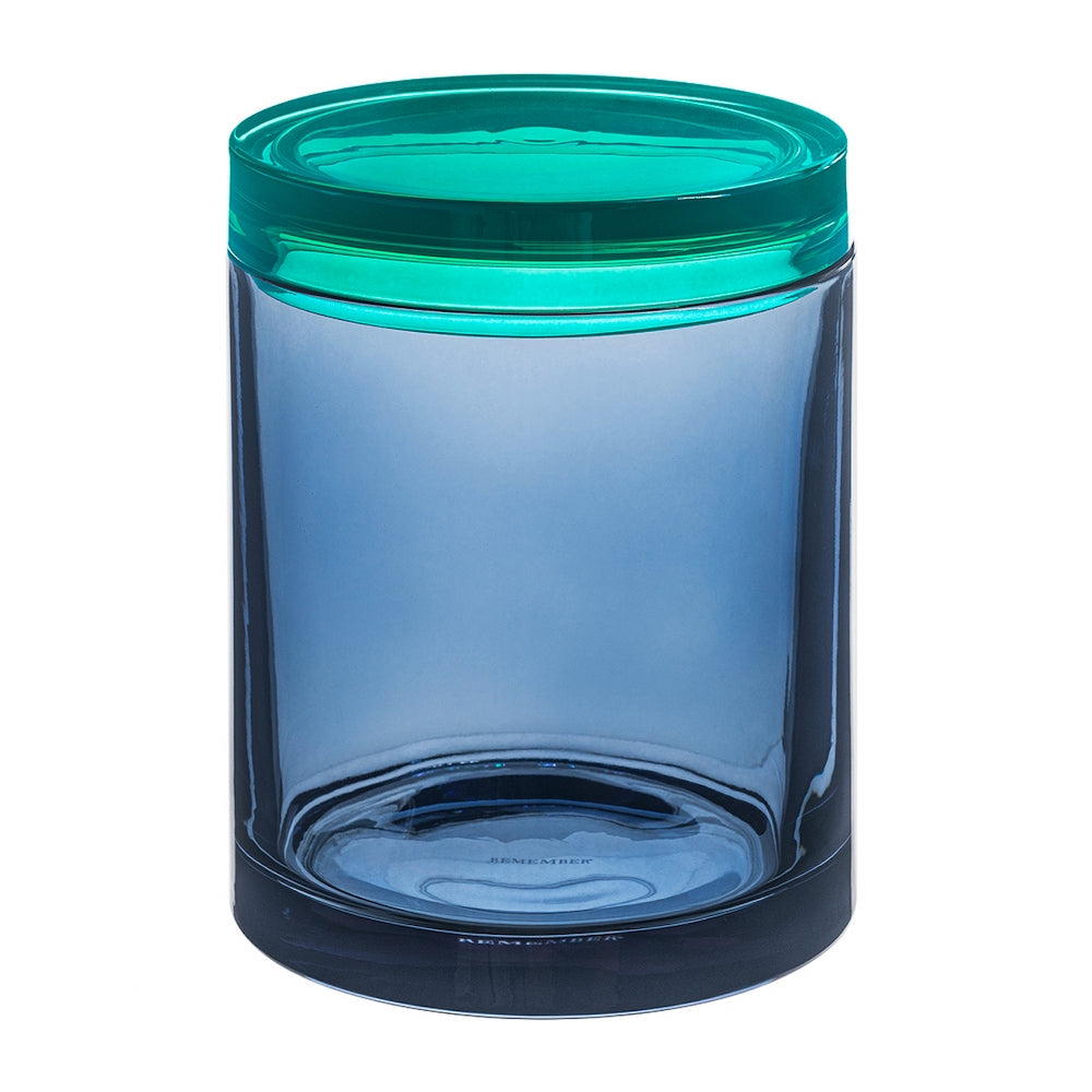 Remember Storage Jar In Glass Large In Contrasting Blue & Aqua Colours Size 1700ml