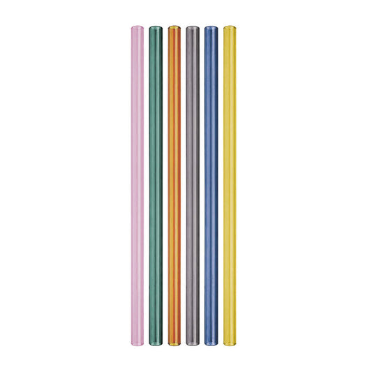 Remember Straws In Tough Temperature Resistant Borosilicate Glass Set Of 6 Different Colours