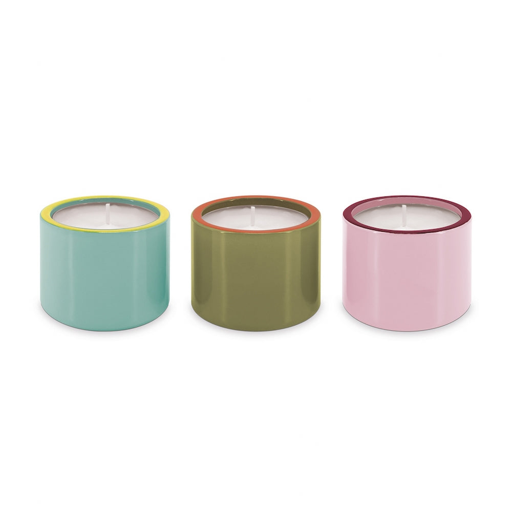 Remember Candleholders And Tealights In Glass Set Of 3 Pastel Colours Set03