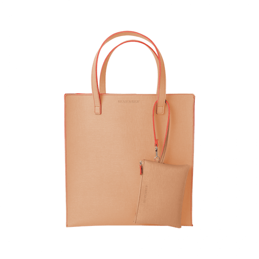 Remember Shopper Shoulder Bag Complete With Separate Zipped Pouch Terracotta Design