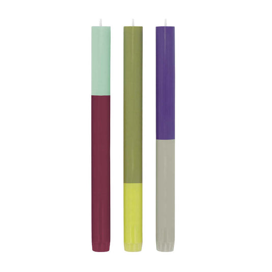 Remember Dinner Candle Set Of 3 Multi Colour 26cm Candles In Oslo Design