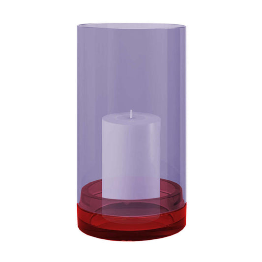 Remember Pillar Candle Lantern In Glass Lucius XL Design Violet & Orange Colours