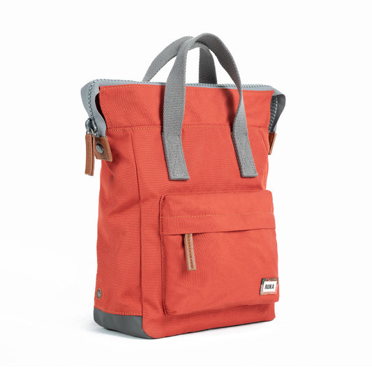 Roka London Back Pack Rucksack Bantry B Small Recycled Repurposed Sustainable Flannel Canvas In Ginger