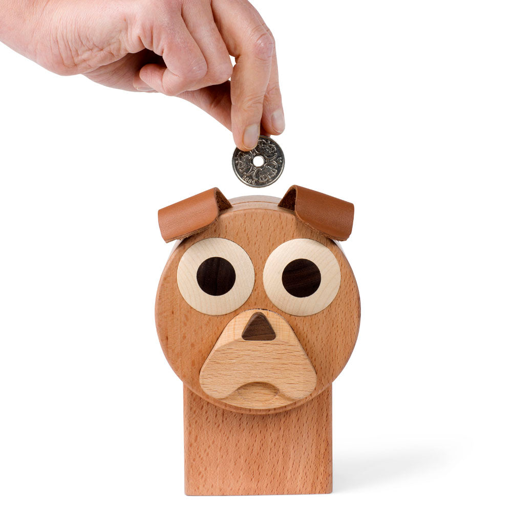 Spring Copenhagen Tinder Dog Money Bank in wood