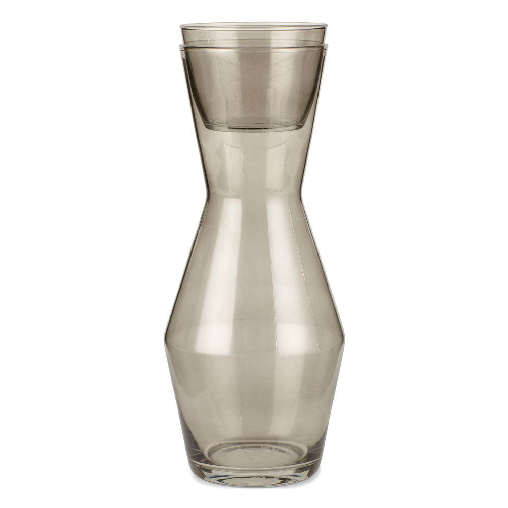 Spring Copenhagen Double Up Mouthblown Glass Carafe 1L Grey Complete with 2 Grey Glasses