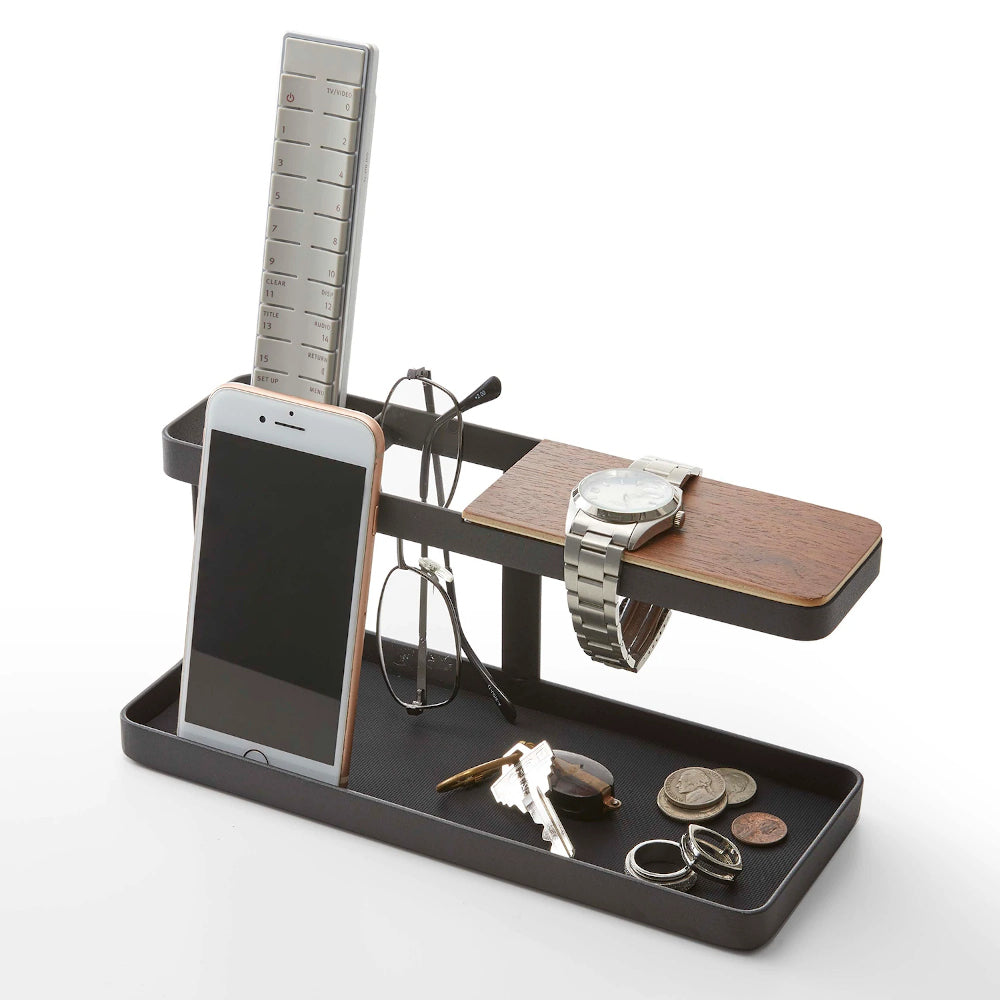 Yamazaki Tower Desk & General Organiser Stand with Platform Arm in Black